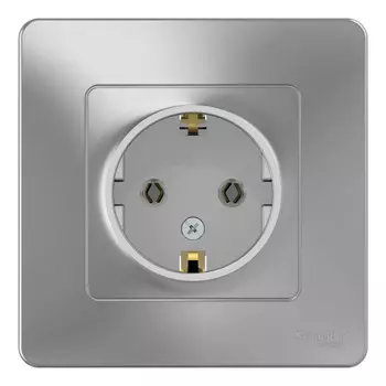 розетка 1 пост SYSTEME ELECTRIC Blanca с/з б/ш 16А 250В алюминий