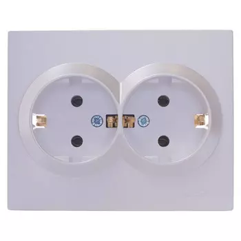 розетка 2 пост LEZARD Vesna с/з ПБТ жемчужно-белый перламутр