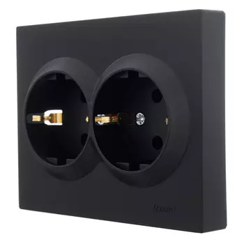 розетка 2 пост LEZARD Vesna с/з ПБТ чёрный бархат