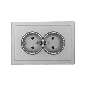 розетка 2 пост LEZARD Zima б/з ПБТ серый матовый