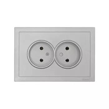 розетка 2 пост LEZARD Zima c/з ПБТ серый матовый