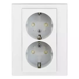 розетка 2 поста ABB Levit 16А с/з з/ш белый/ледяной