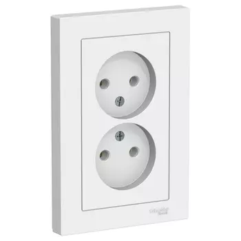 розетка 2 поста Atlas Design б/з в сборе белый