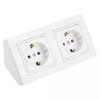 розетка 2 поста BYLECTRICA Уют угловая б/з белый