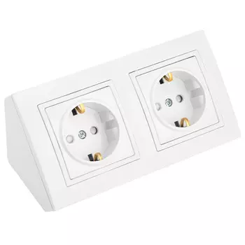 розетка 2 поста BYLECTRICA Уют угловая с/з с/ш белый