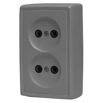 розетка 2 поста DRESDEN 16А б/з серый