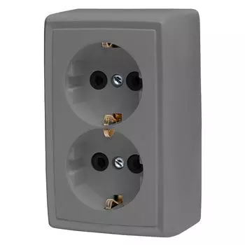 розетка 2 поста DRESDEN 16А с заземлением серый