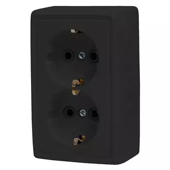 розетка 2 поста DRESDEN 16А с заземлением черный