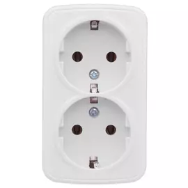розетка 2 поста EKF Минск, 16А с заземлением, белый