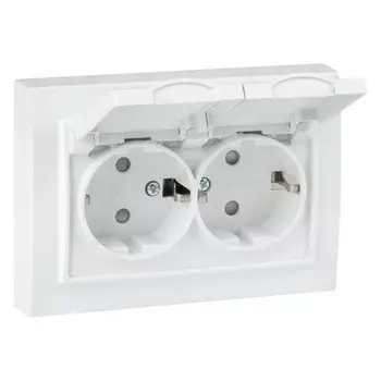 розетка 2 поста EKF Минск IP44 16А с/з с/к с/ш белый