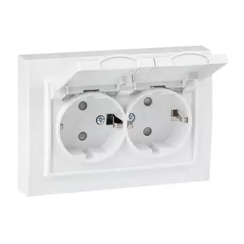 розетка 2 поста EKF Минск IP44 16А с/з с/к с/ш белый