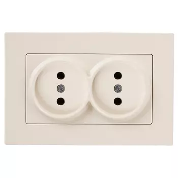 розетка 2 поста GUNSAN Eqona без заземления, кремовый