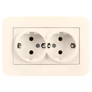 розетка 2 поста GUNSAN Eqona с заземлением крем