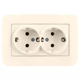 розетка 2 поста GUNSAN Eqona с заземлением крем