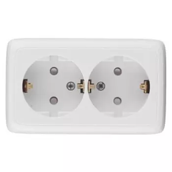 розетка 2 поста HEGEL Alfa Slim с заземлением с/ш белый