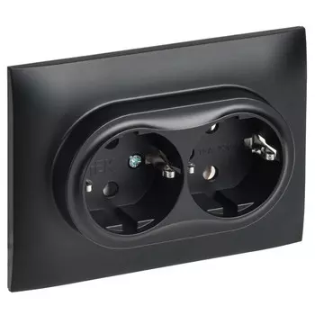 розетка 2 поста IEK Skandy с/з/ б/ш 16А черный