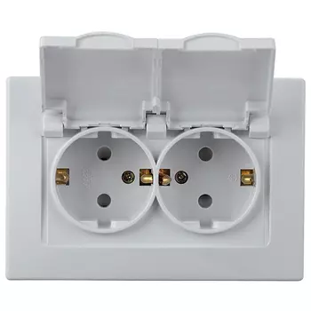 розетка 2 поста INTRO Plano с заземлением с крышкой со шторками белый