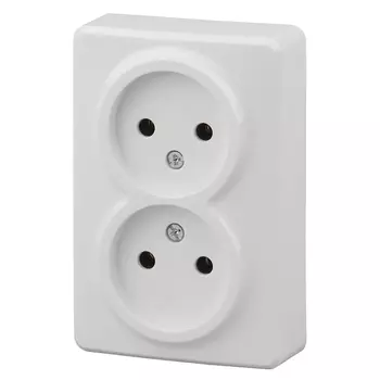 розетка 2 поста ЭРА Эксперт без заземления, белый