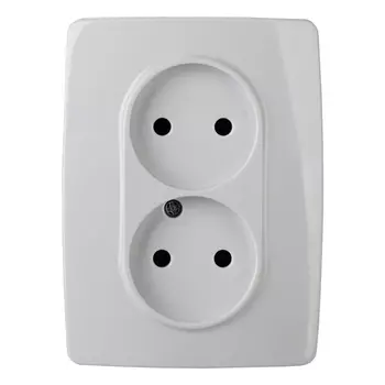 розетка 2 поста ЭРА серия 12 без заземления белый