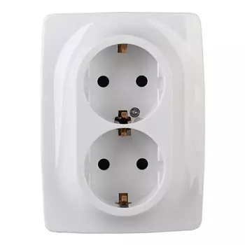 розетка 2 поста ЭРА серия 12 с заземлением белый