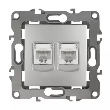 розетка компьютерная 2 пост ЭРА серия 12 ERJ45 алюминий