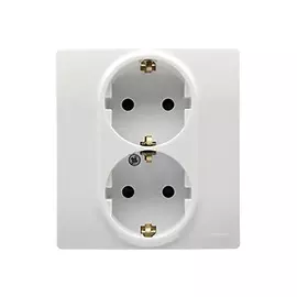 розетка 2 поста LEGRAND Etika с заземлением, белый