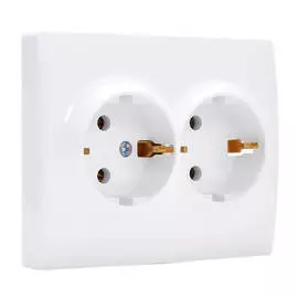 розетка 2 поста LEZARD Karina с/з б/ш 16А белая