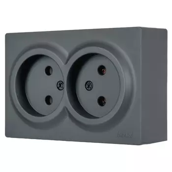 розетка 2 поста LEZARD Leto ПБТ б/з графит