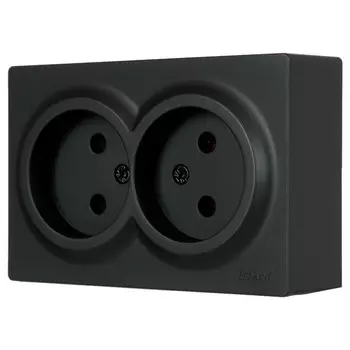 розетка 2 поста LEZARD Leto ПБТ б/з чёрный бархат