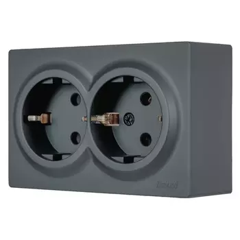 розетка 2 поста LEZARD Leto ПБТ с/з графит