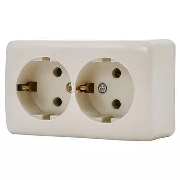 розетка 2 поста LEZARD Viola с/з б/ш 16А кремовый