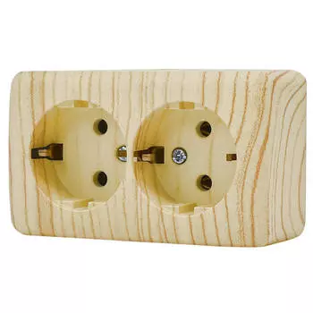 розетка 2 поста LEZARD Viola с/з б/ш 16А белёный дуб