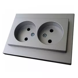 розетка 2 поста LIREGUS Epsilon без заземления, серебро