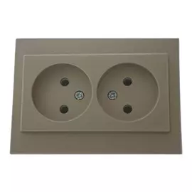 розетка 2 поста LIREGUS Epsilon без заземления, шампань