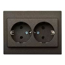 розетка 2 поста LIREGUS Epsilon c заземлением, черный