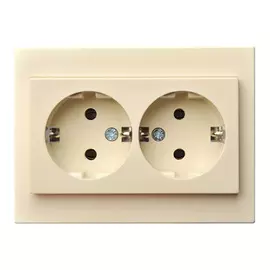 розетка 2 поста LIREGUS Epsilon с заземлением, кремовый