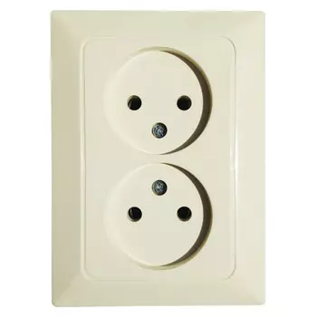 розетка 2 поста NE-AD Aras б/з 16А 250В крем