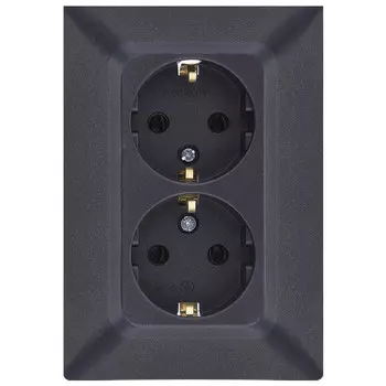 розетка 2 поста NE-AD Aras с/з 16А 250В металлик черный