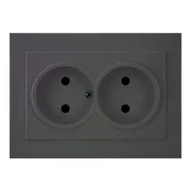 розетка 2 поста NILSON Touran без заземления, антрацит