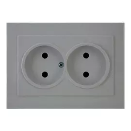 розетка 2 поста NILSON Touran без заземления, серебро