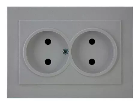 розетка 2 поста NILSON Touran без заземления, серебро