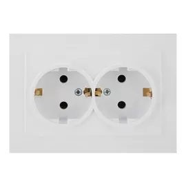 розетка 2 поста NILSON Touran Naturel с заземлением, белый