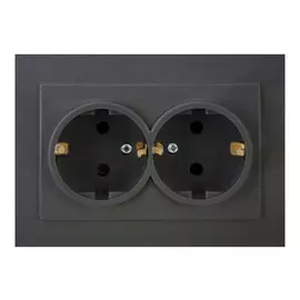 розетка 2 поста NILSON Touran с заземлением, антрацит