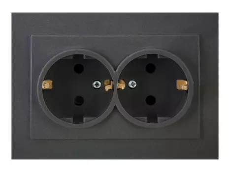розетка 2 поста NILSON Touran с заземлением, антрацит