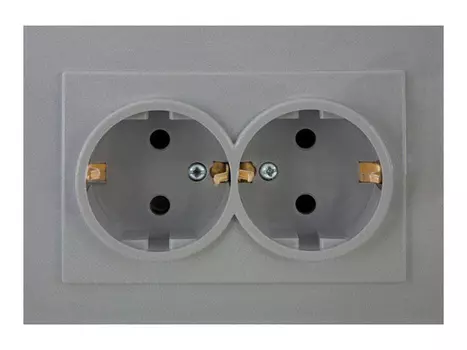 розетка 2 поста NILSON Touran с заземлением, серебро