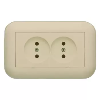 розетка 2 поста OVIVO Loft без заземления крем/крафт