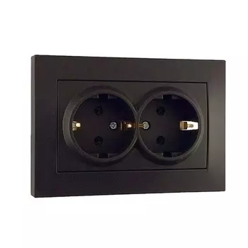 розетка 2 поста OVIVO Loft с заземлением черная