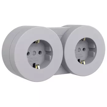 розетка 2 поста OVIVO X-One с заземлением IP54 серый