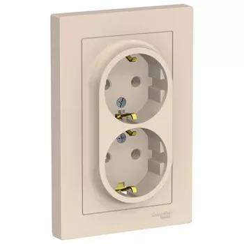 розетка 2 поста SCHNEIDER ELECTRIC Atlas Design с/з бежевый