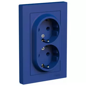 розетка 2 поста SCHNEIDER ELECTRIC Atlas Design с/з в сборе аквамарин